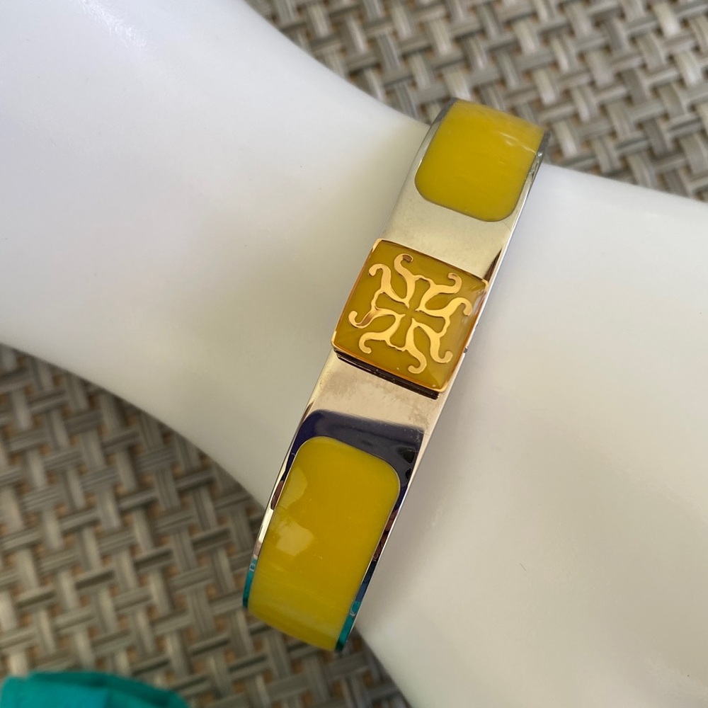 Rustic Cuff Vibrant Yellow and Silver Bangle